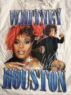 White Graphic Short Sleeve Tee with Blue Text